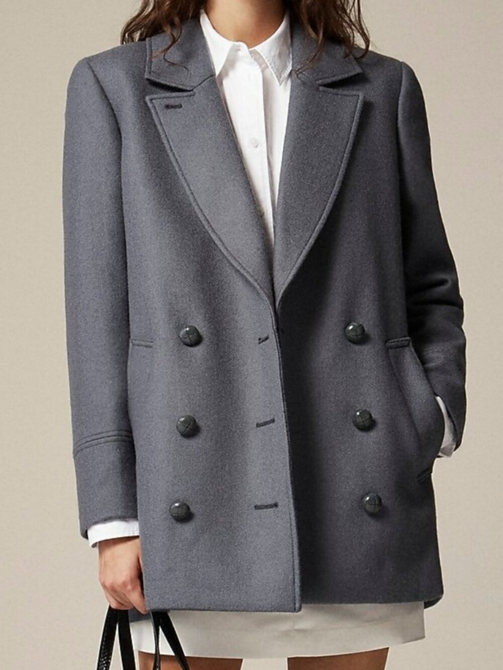 J. Crew Classic peacoat jacket double breasted coat Italian wool blend melton